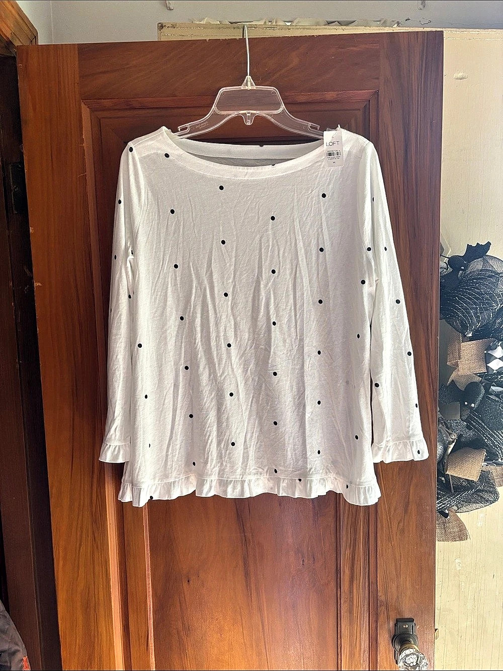 LOFT Polka Dot Long Sleeve Top!